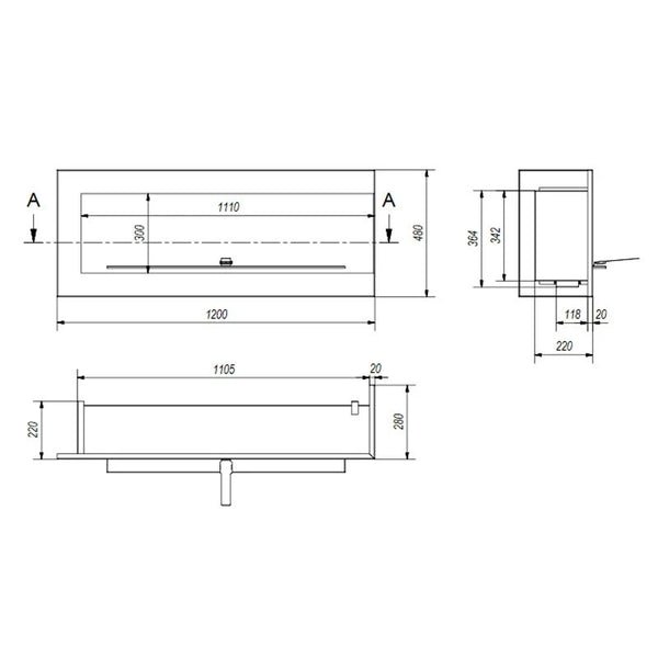 Eckkamin 120 cm (rechts)