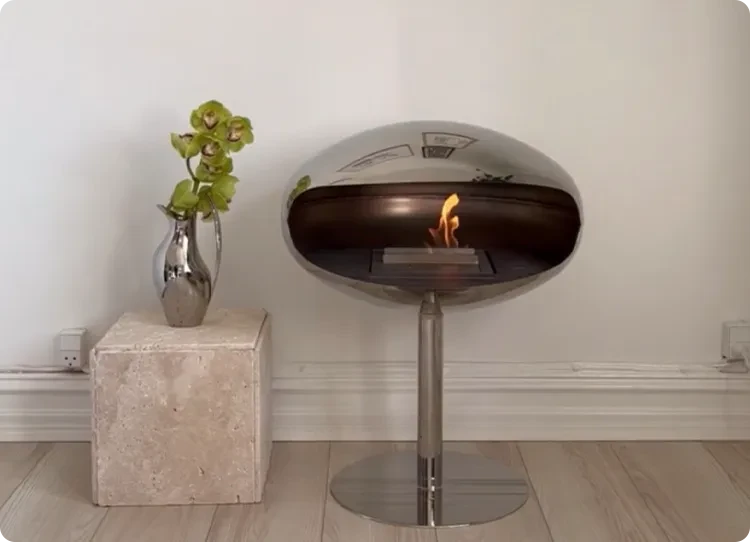 Cocoon Pedestal freistehender Ethanol Kamin aus Edelstahl
