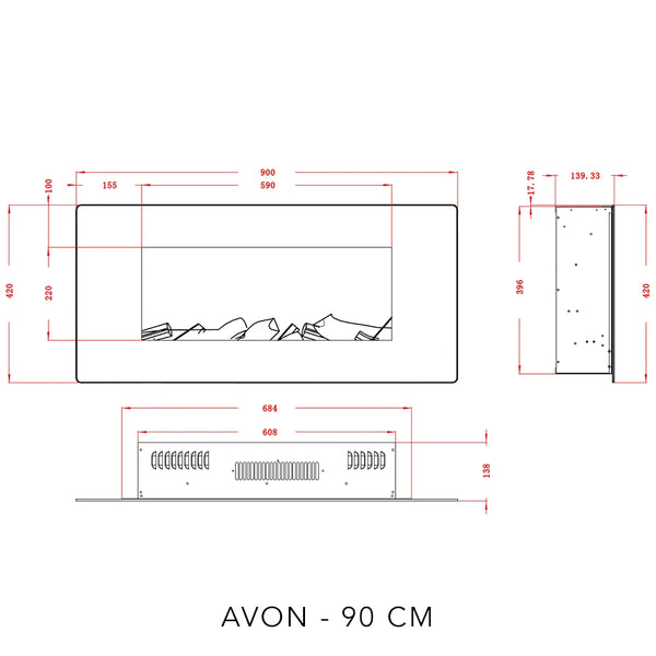 Avon schwarz Wand Elektrokamin