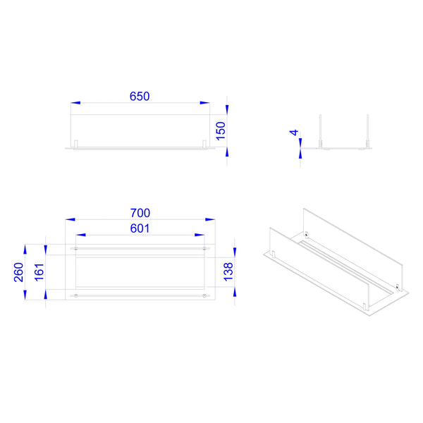 Einbauprofil für 60 cm Brenner