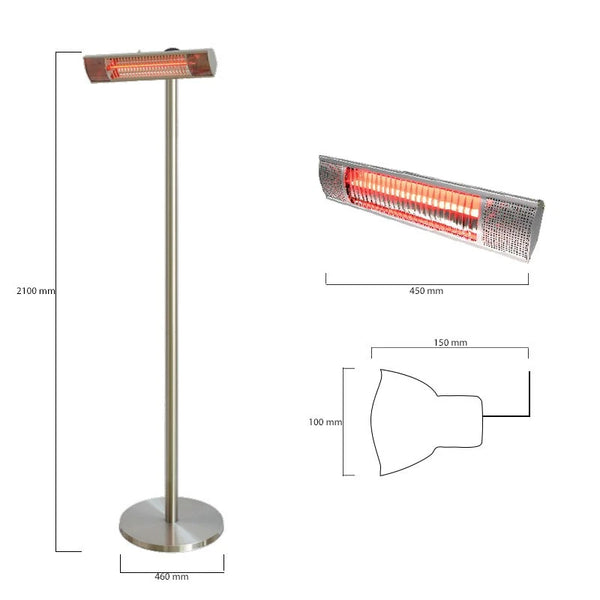 Terrassenheizung Bodenmodell 1500 W silber