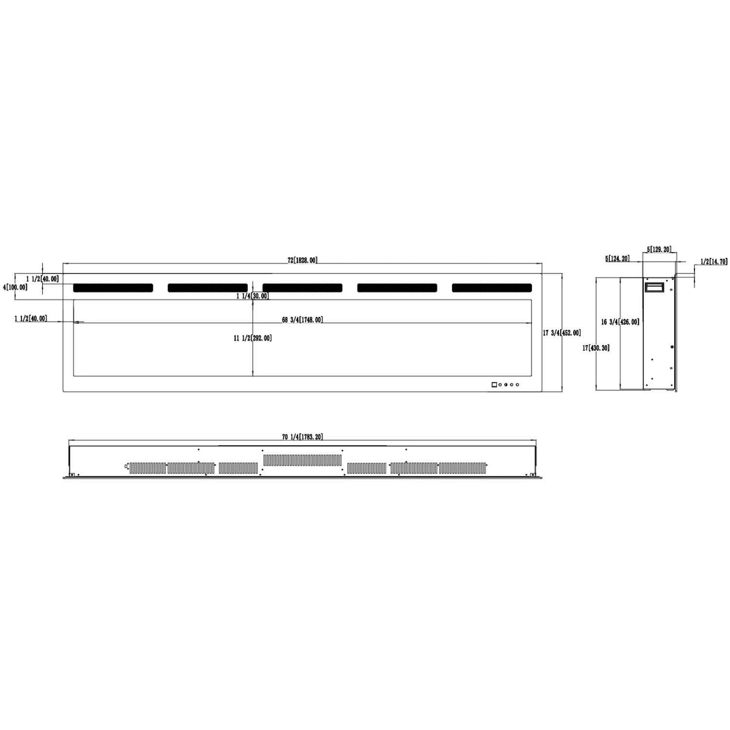 Majestic PRO Wandmontierter Elektrischer Kamin 72" (183 cm)