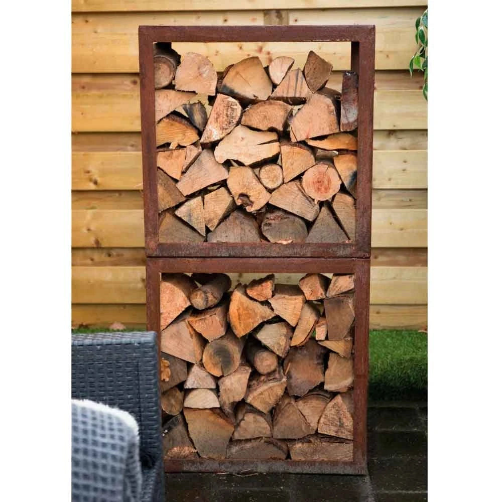 Lagerung für Brennholz in Cortenstahl - 50 cm