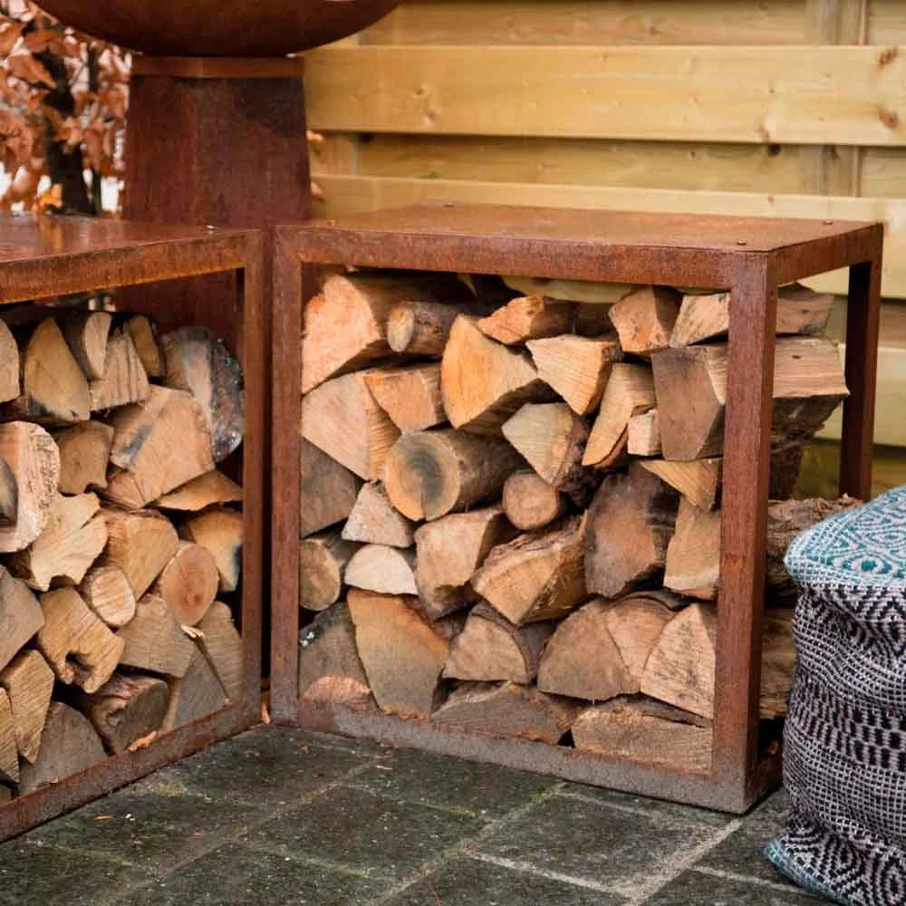 Lagerung für Brennholz in Cortenstahl - 50 cm