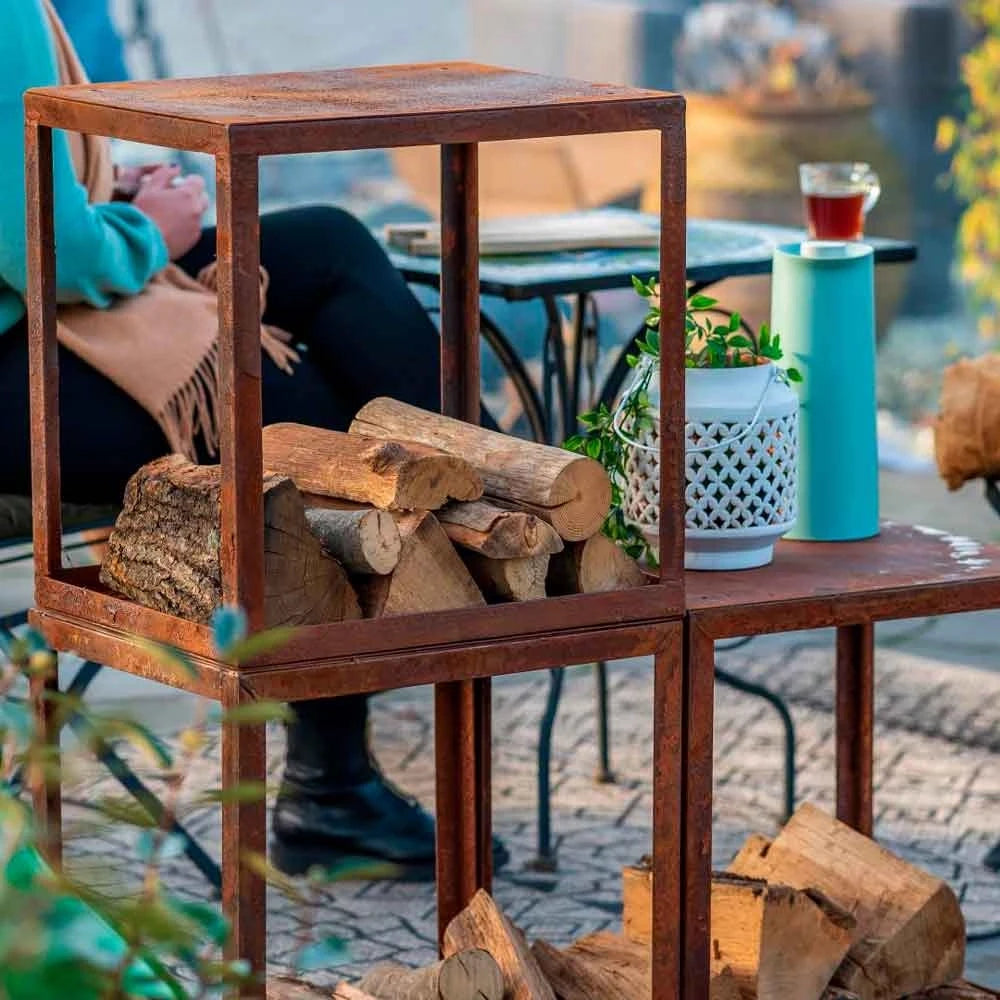 Lagerung für Brennholz in Cortenstahl - 50 cm