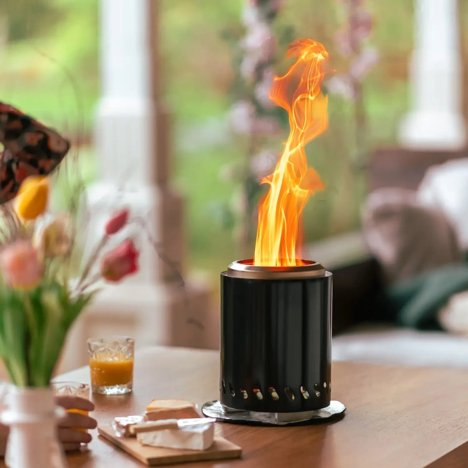 Volcano Pellet Tischkamin Medium – Edelstahl Mattschwarz