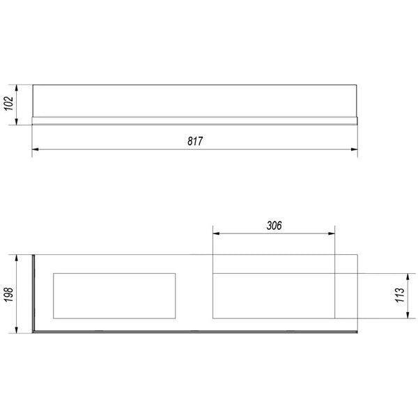 Glasscheibe für Eckkamin - 90 cm links