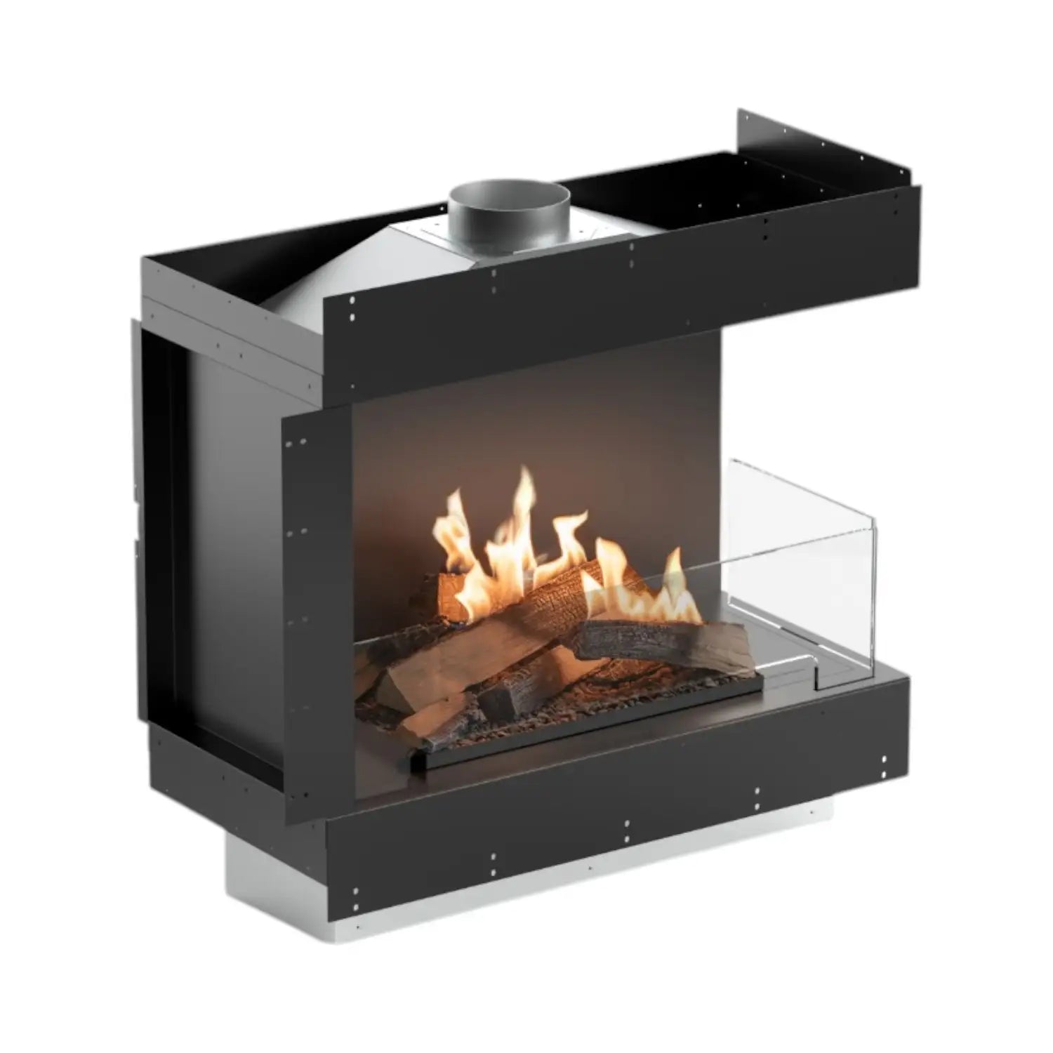 Flogs Box 800 Eckmodell rechts (Rauchabzug-Anschluss) – Bioethanol-Kamin