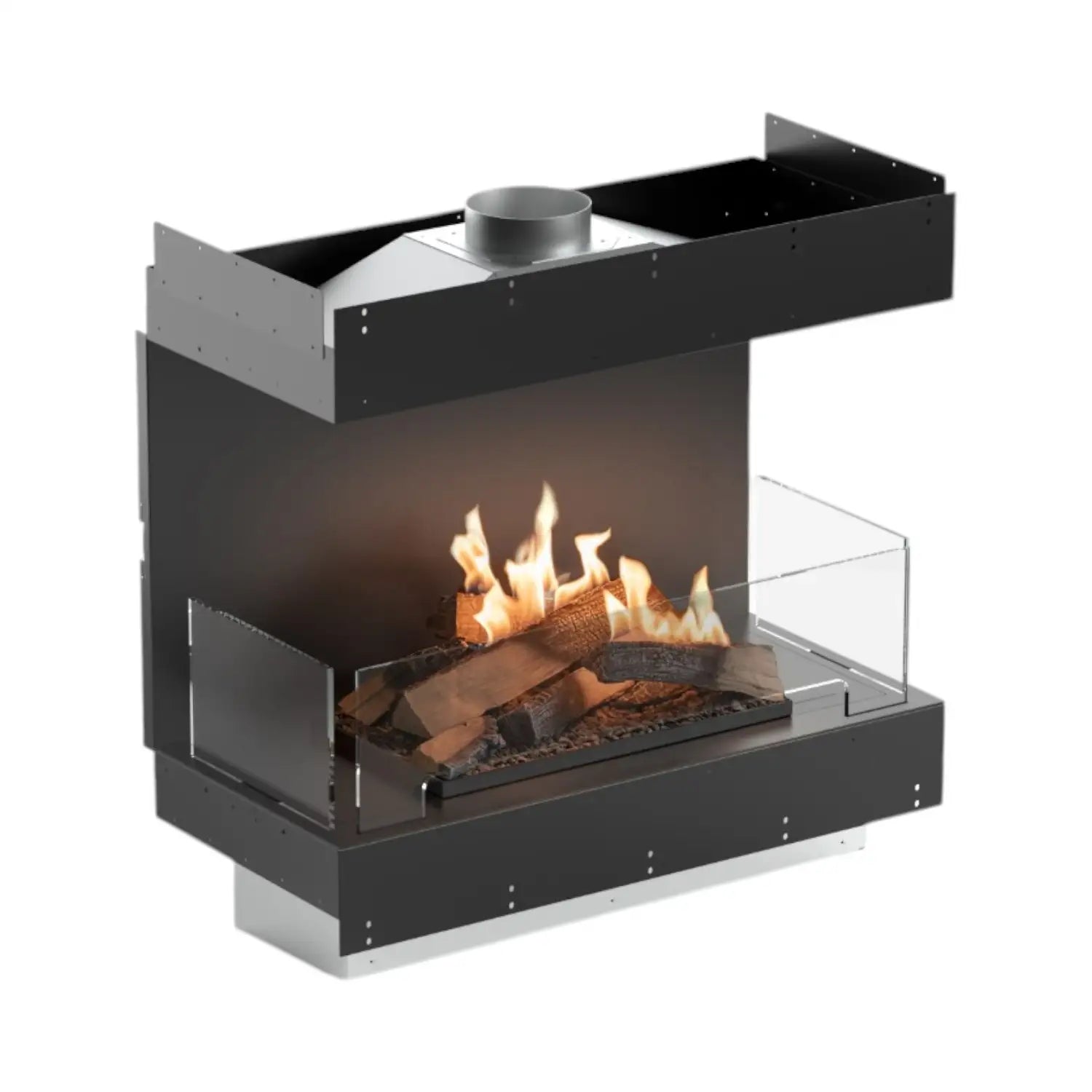 Flogs Box 800 Dreiseitig (mit Rauchrohranschluss) – Bioethanol-Kamin