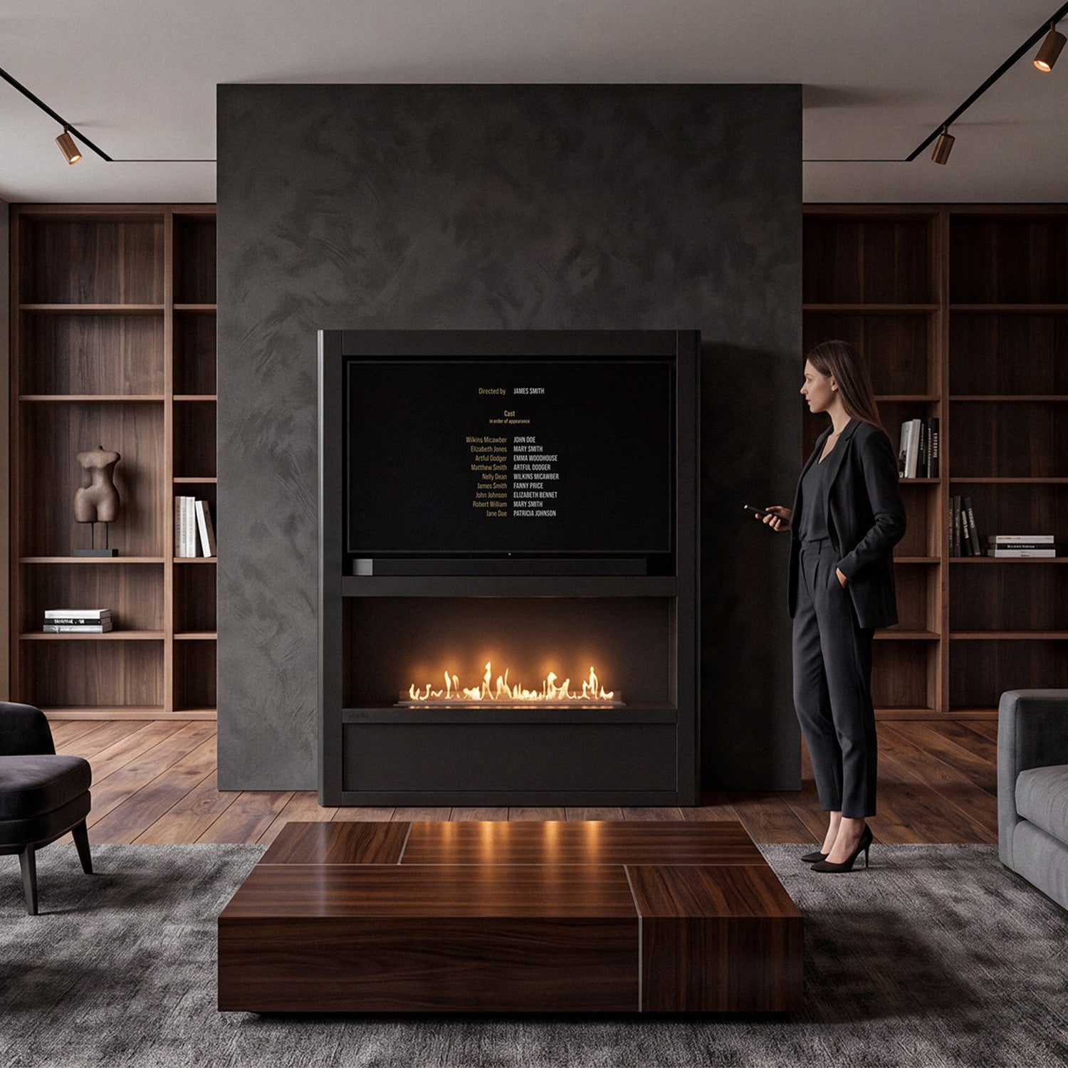 Cinema FLA4 – TV-Schrank mit Bioethanol-Kamin