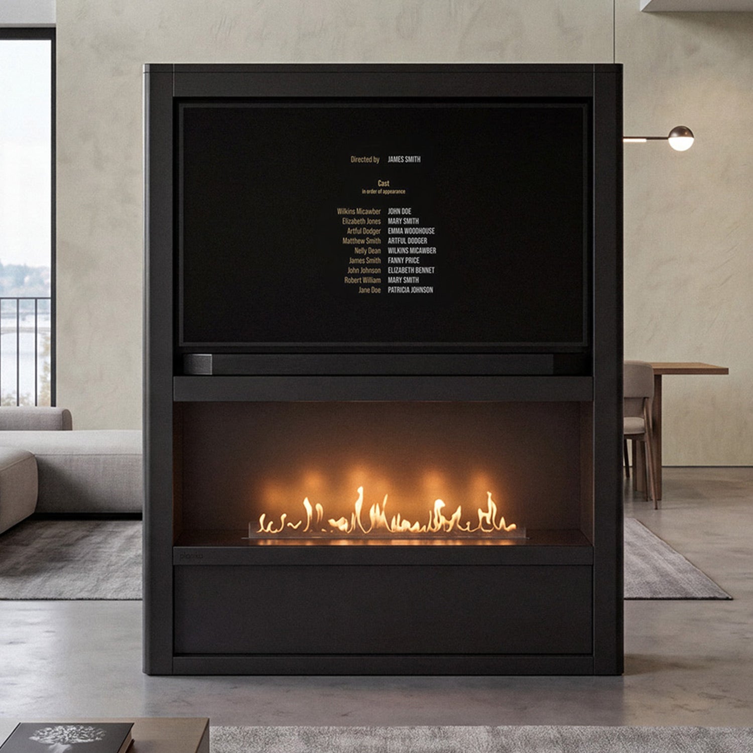 Cinema FLA4 – TV-Schrank mit Bioethanol-Kamin