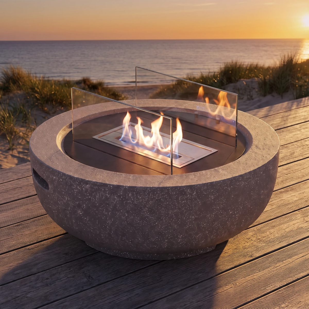 AROS – Granit Grau – Outdoor-Bioethanol-Kamin