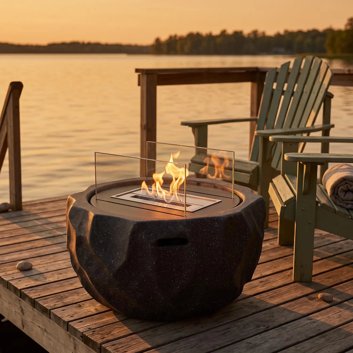 FIRA - Granite Black - Outdoor Bioethanol Fireplace