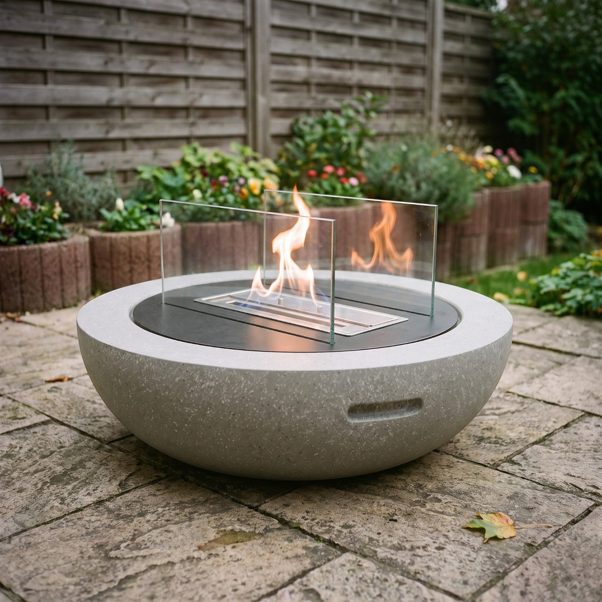 LUMA - Granit Grau - Outdoor Bioethanol-Kamin