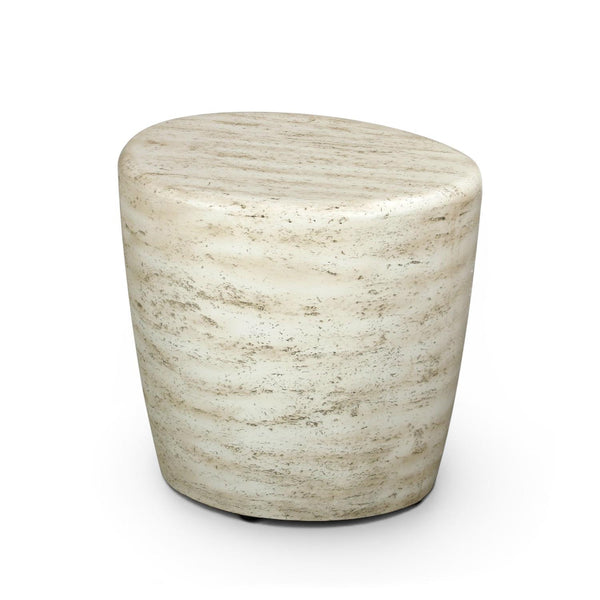 Beistelltisch Organic Travertine – Outdoor-Komposit-Akzenttisch