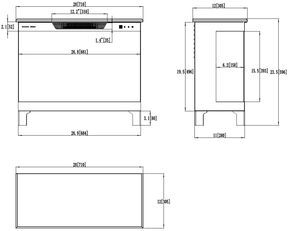 Aflamo Tower 3D 71 cm Elektrischer Kamin