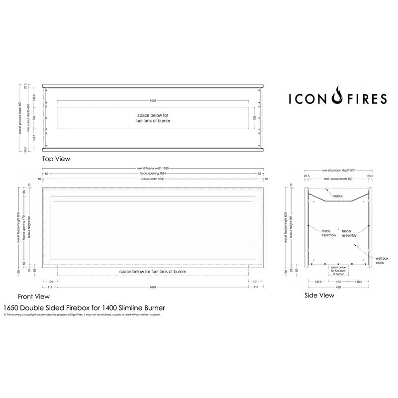 Icon Slimline Einbaukamin FBDS1650 Schwarz