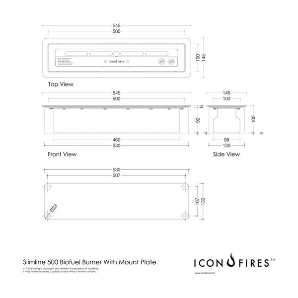 Icon Fires Slimline Brenner – 50 cm