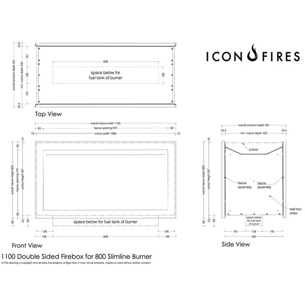 Icon Slimline Firebox FBDS1100 Schwarz