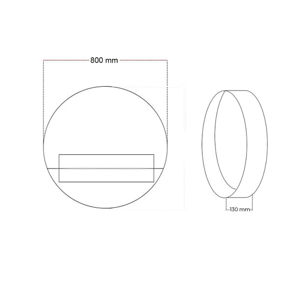Delaware XL runder Wandkamin 80 cm - Schwarz