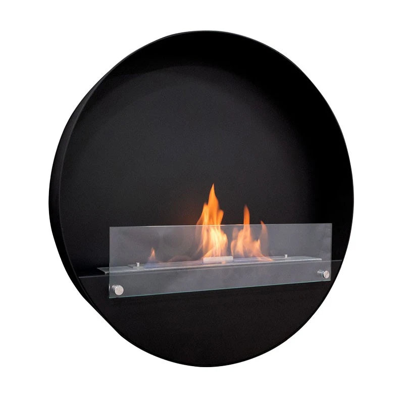 Delaware XL runder Wandkamin 80 cm - Schwarz