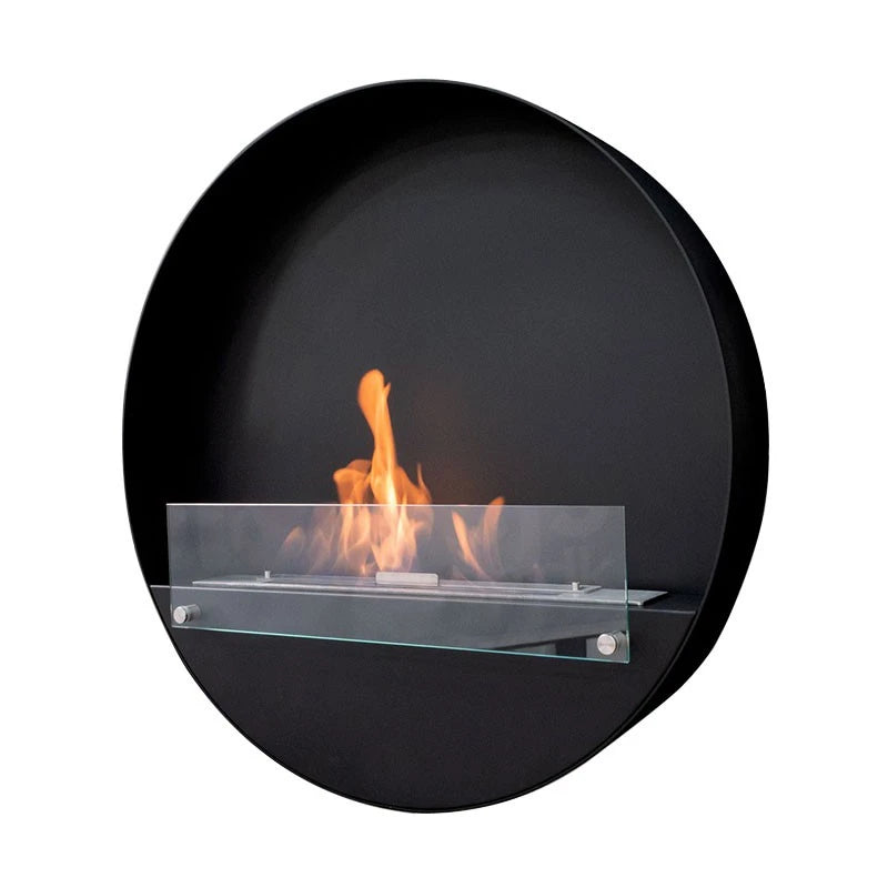 Delaware XL runder Wandkamin 80 cm - Schwarz