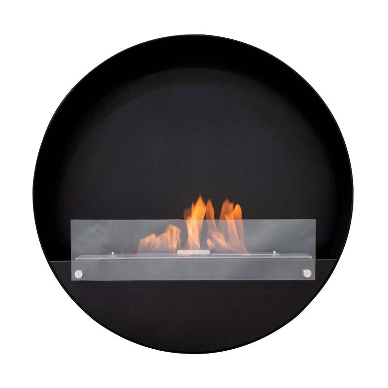 Delaware XL runder Wandkamin 80 cm - Schwarz