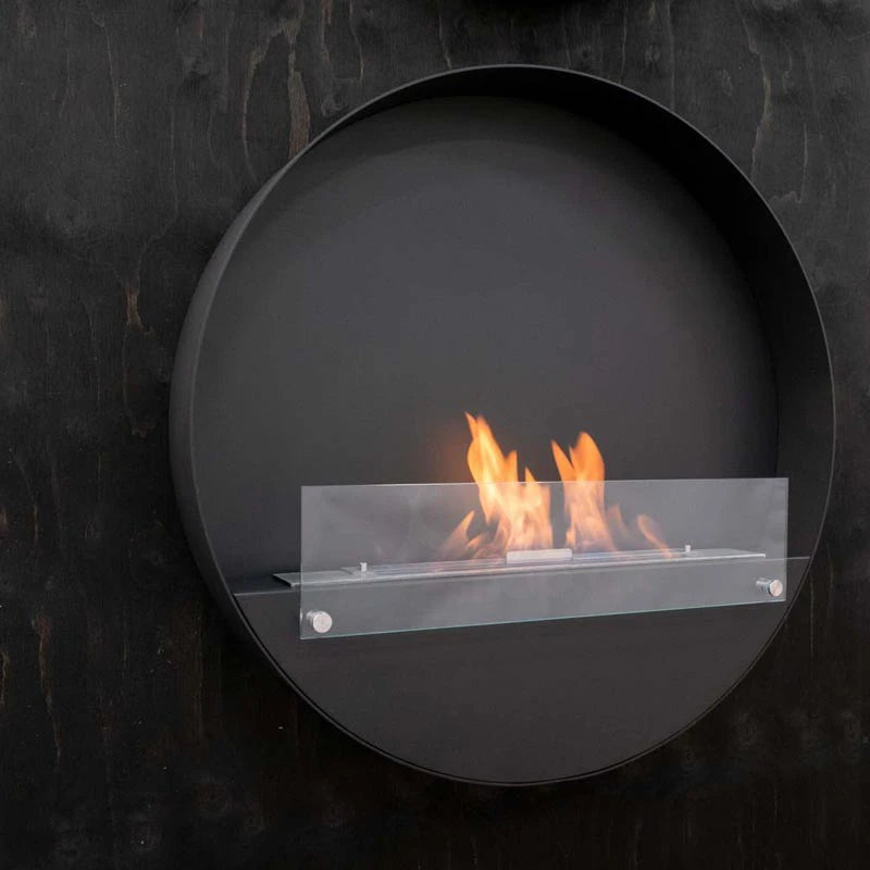 Delaware XL runder Wandkamin 80 cm - Schwarz