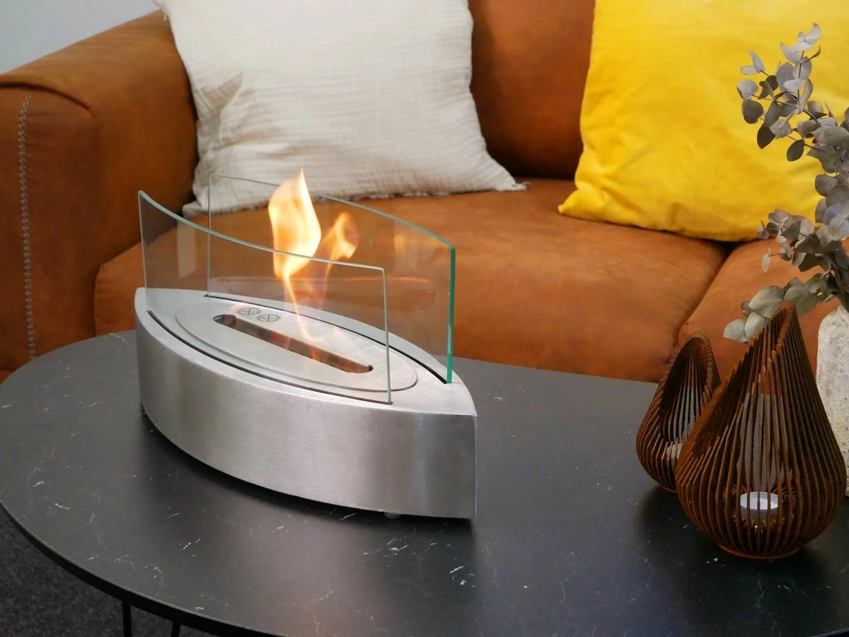 Ovaler Tisch-Bioethanol-Kamin - Stahl