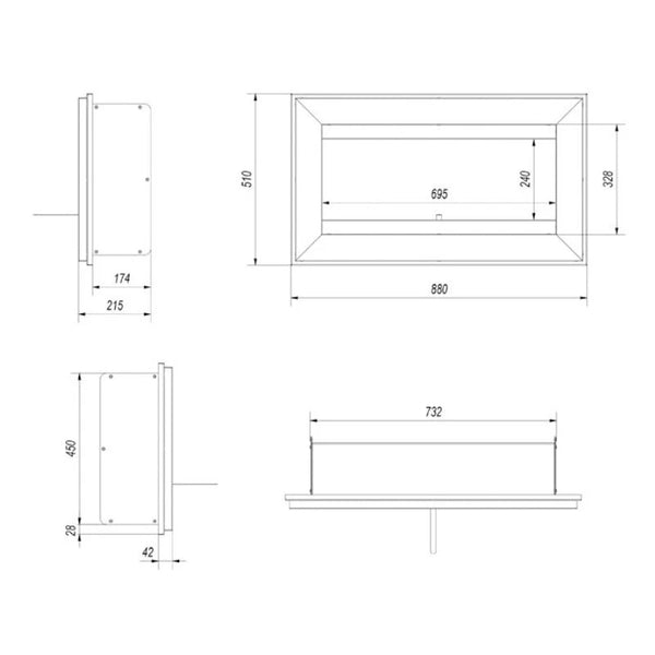 Horizontaler Bio-Wandkamin