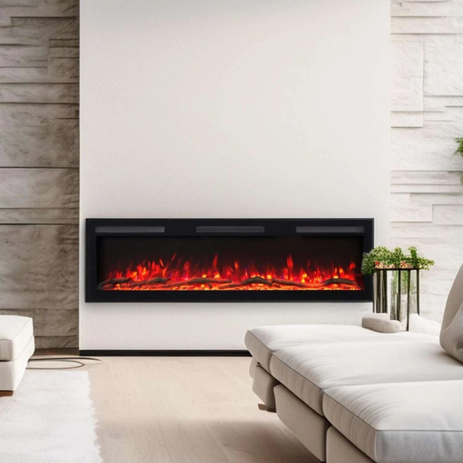 Schwarzer elektrischer LED-Kamin