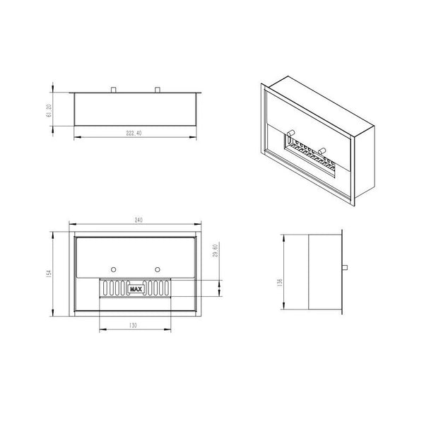 24 cm Deluxe Bioethanol Brenner 1,0 Liter