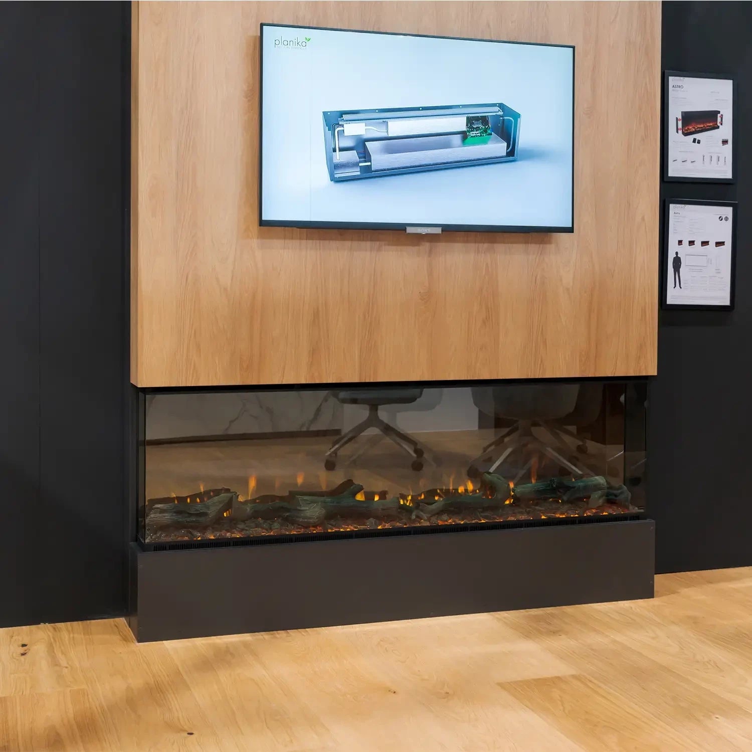 Elektrischer Panorama-Kamin für den Wandeinbau