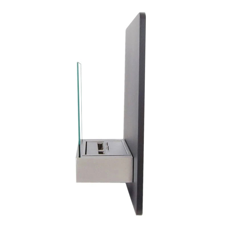 Wandkamin mit Glas - Schwarz