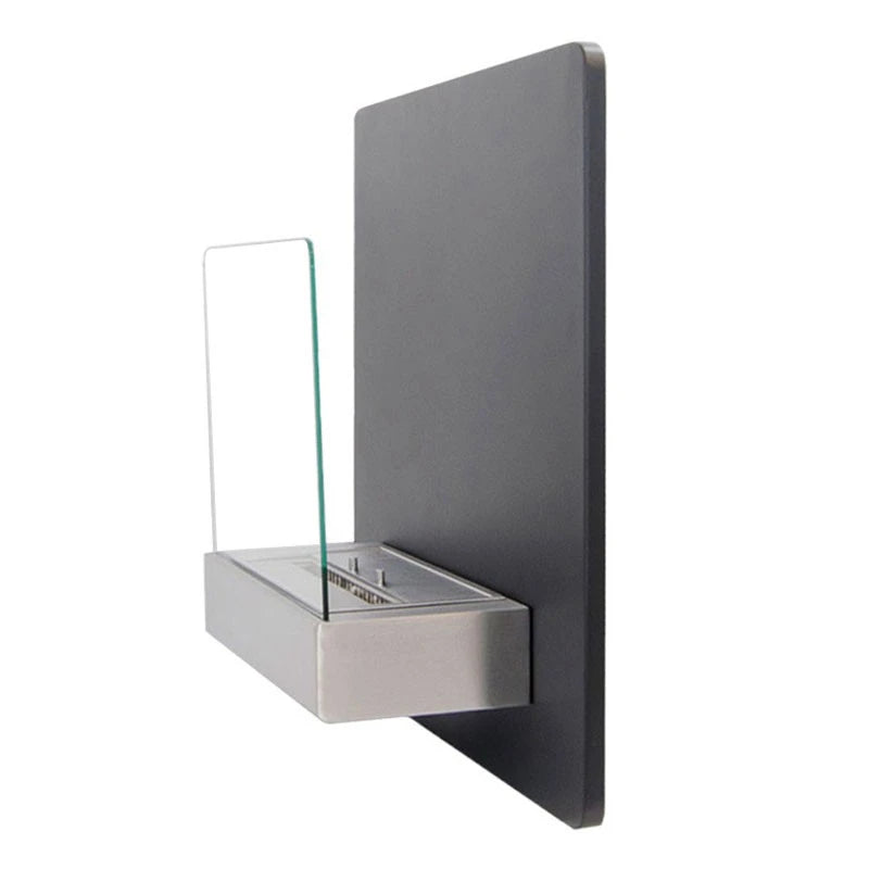 Wandkamin mit Glas - Schwarz