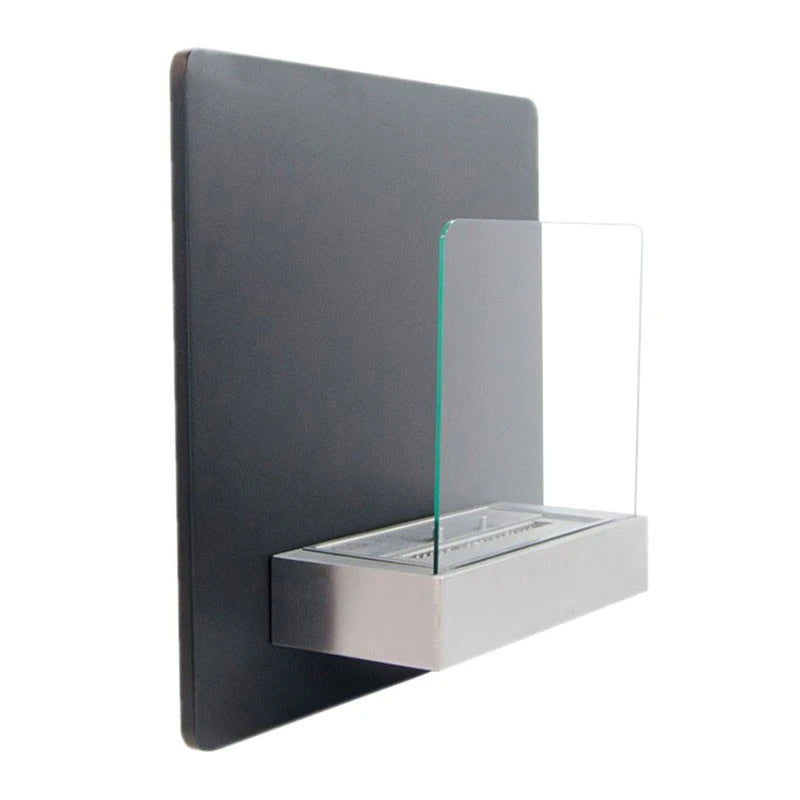 Wandkamin mit Glas - Schwarz