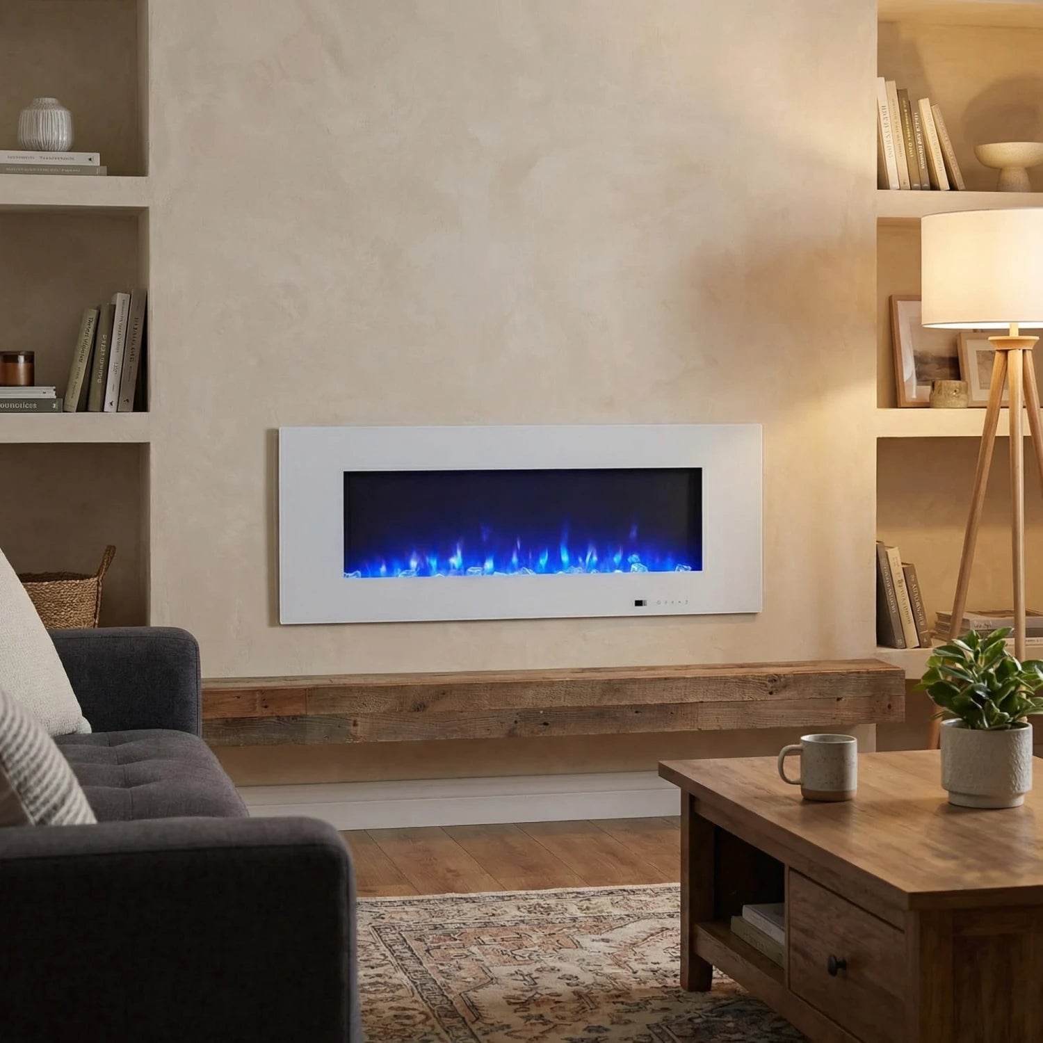 Azurite 127 cm -  Elektro Wandkamin Weiß