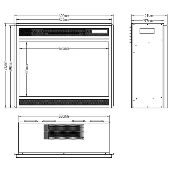LED Klassisch Einbaukamin - 60 cm