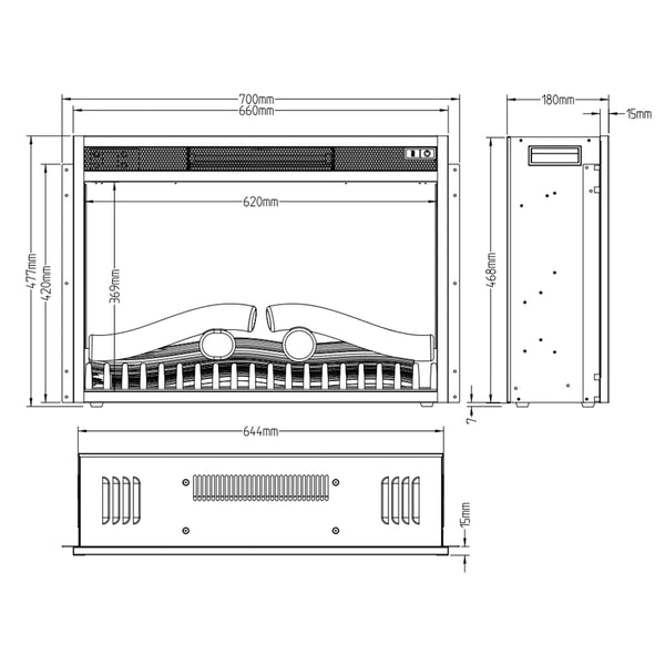 LED Klassisch Einbaukamin - 67 cm