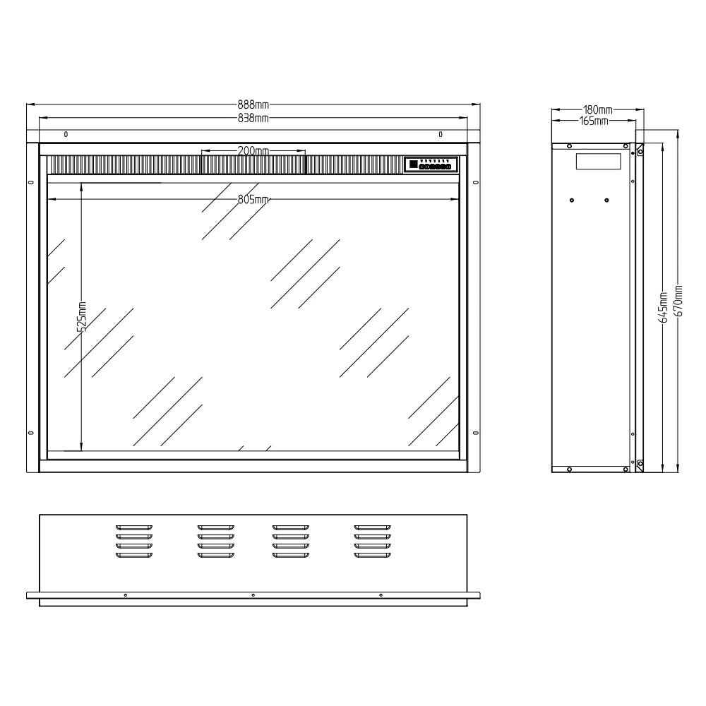 LED Klassisch Einbaukamin - 89 cm