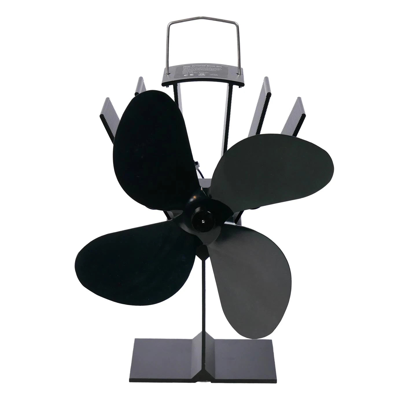 Schwarzer wärmebetriebener Ofenventilator - 4 Blätter | Stahl