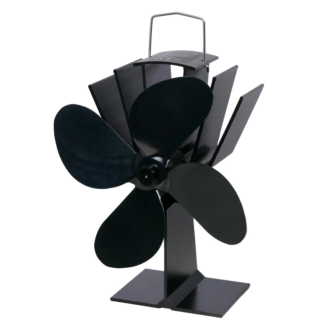 Schwarzer wärmebetriebener Ofenventilator - 4 Blätter | Stahl