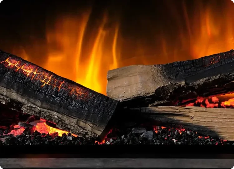 Flamerite Fires Elektrokamin mit glühenden Holzscheiten