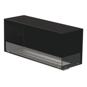 Foco Corner Right 1200 - Modern right-sided corner bioethanol fireplace with sleek black frame and tempered glass