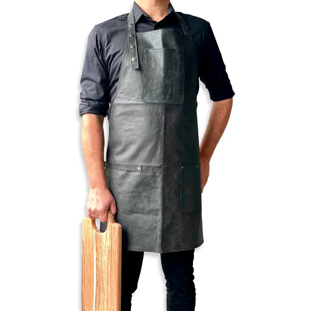 Schürze aus schwarzem Leder