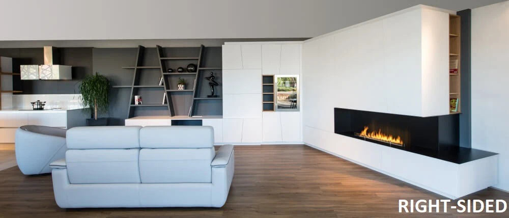 Right facing Corner fireplace by Planika
