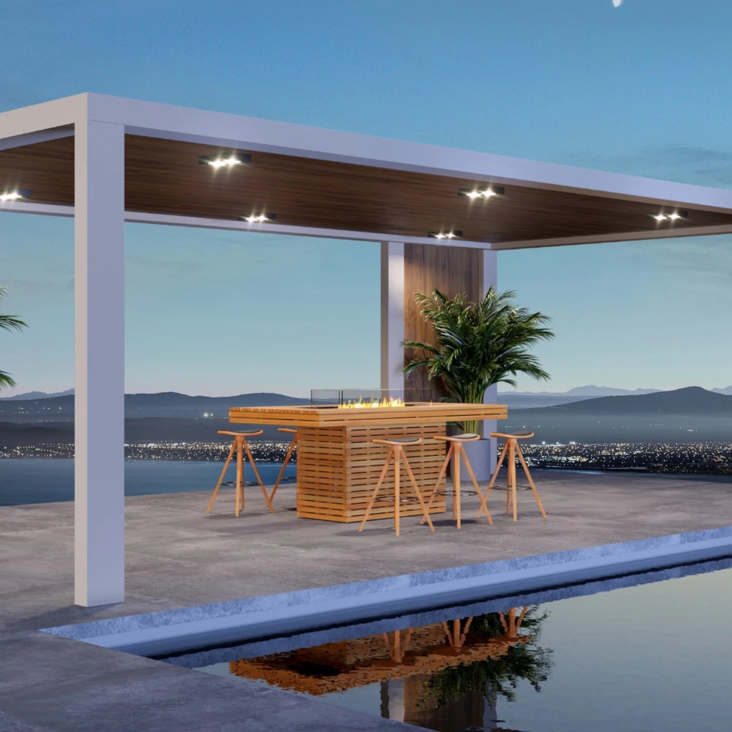 Gin 90 Bar - Teak Bioethanol Fire Pit