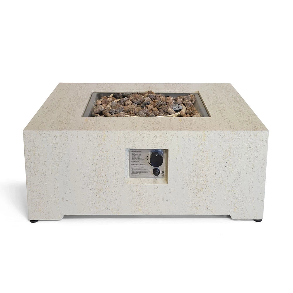 Estate Square 88 Travertin – Quadratischer Gas-Feuertisch