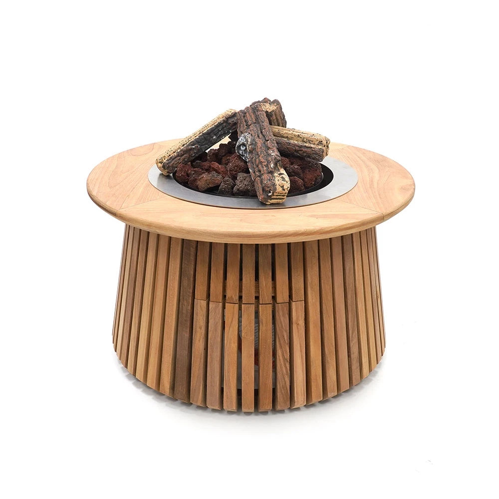Lagune Rund 60 Teak – Runder Gaskamin Tisch