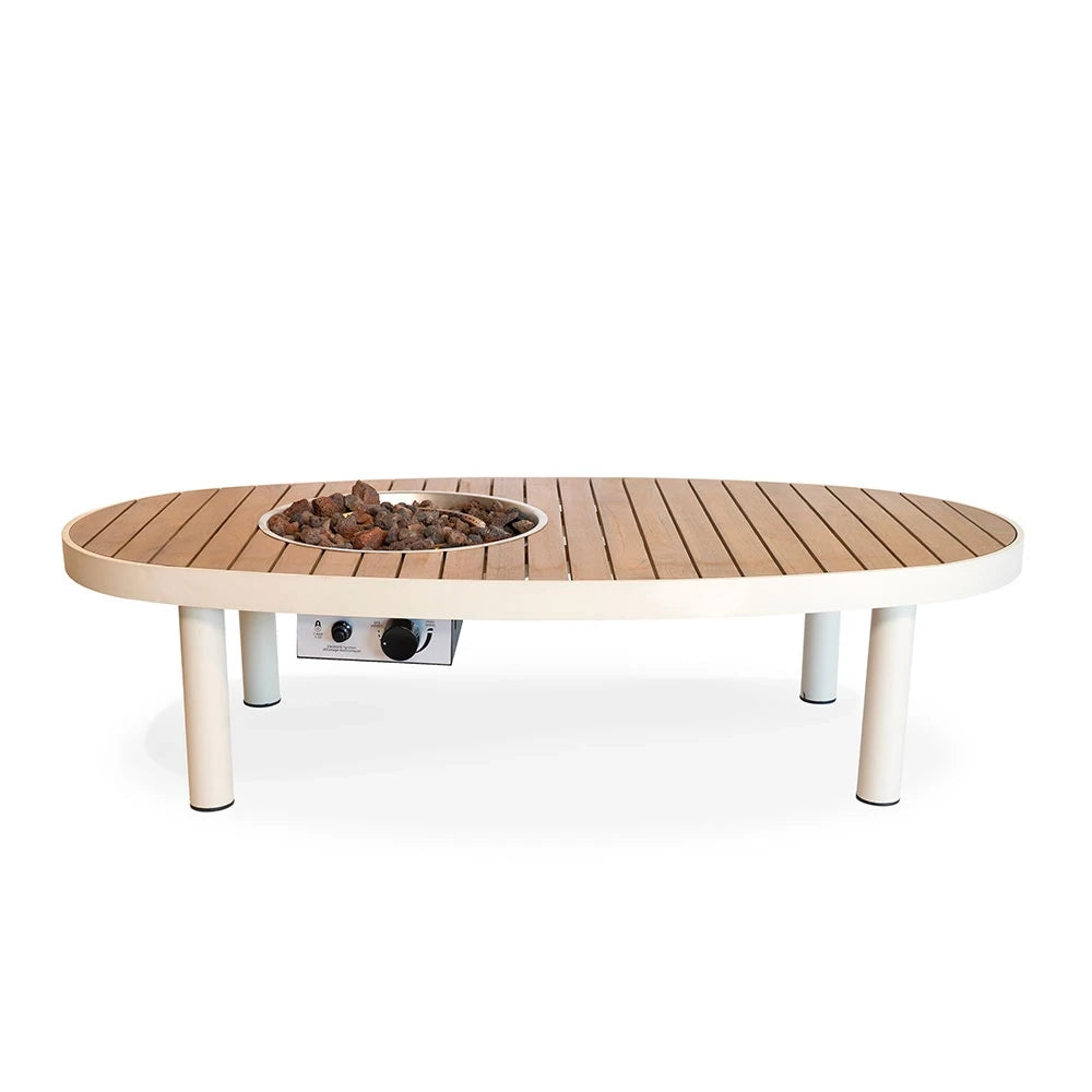 Riviera 140 Oyster Beige – Ovaler Gasfeuertisch
